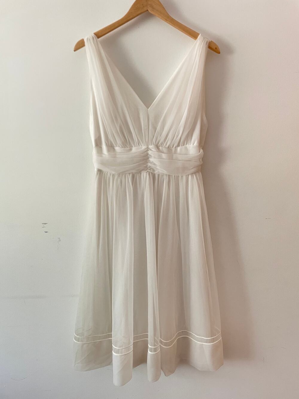Vtg Shadowline White Midi Nightgown Smocked Coquette Romantic Ethereal L/XL
